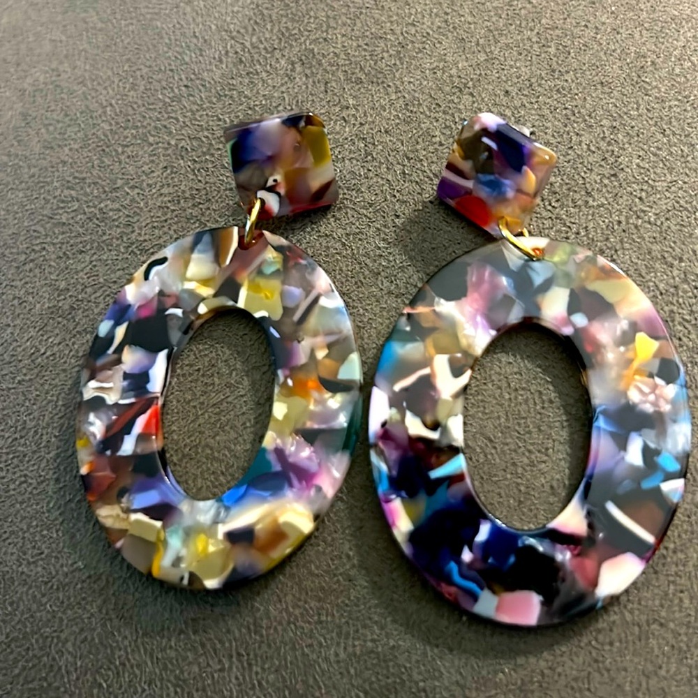 Purple and brown acrylic post earrings